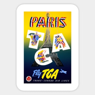 Vintage Travel Poster France Paris Fly TCA Sticker